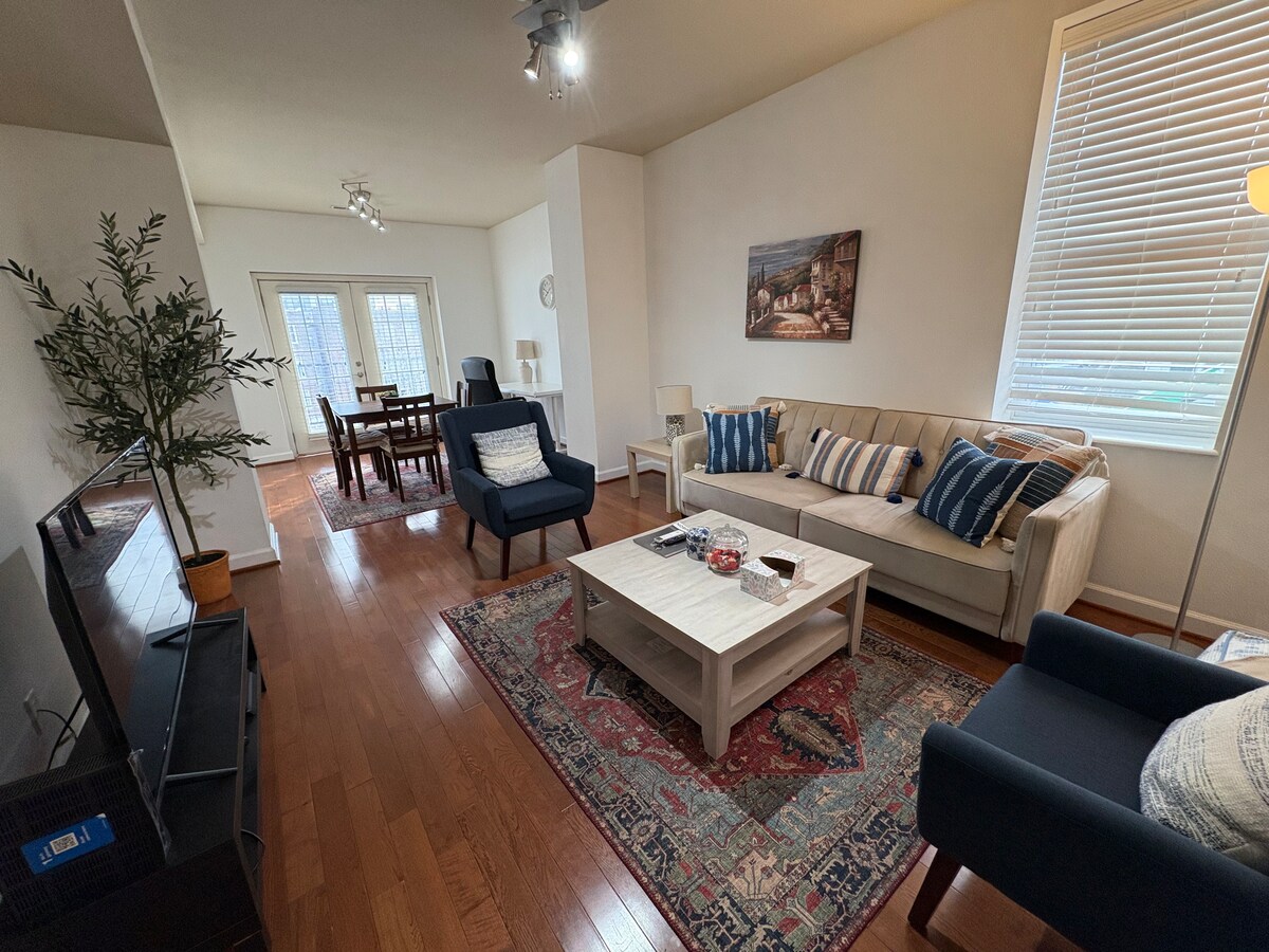 Open-concept living and dining area